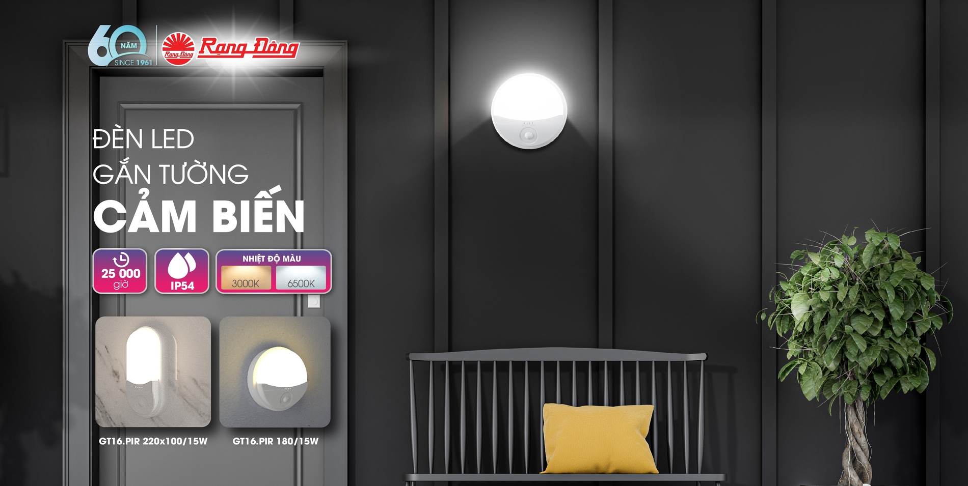 Đào tạo đèn gắn tường GT16.PIR